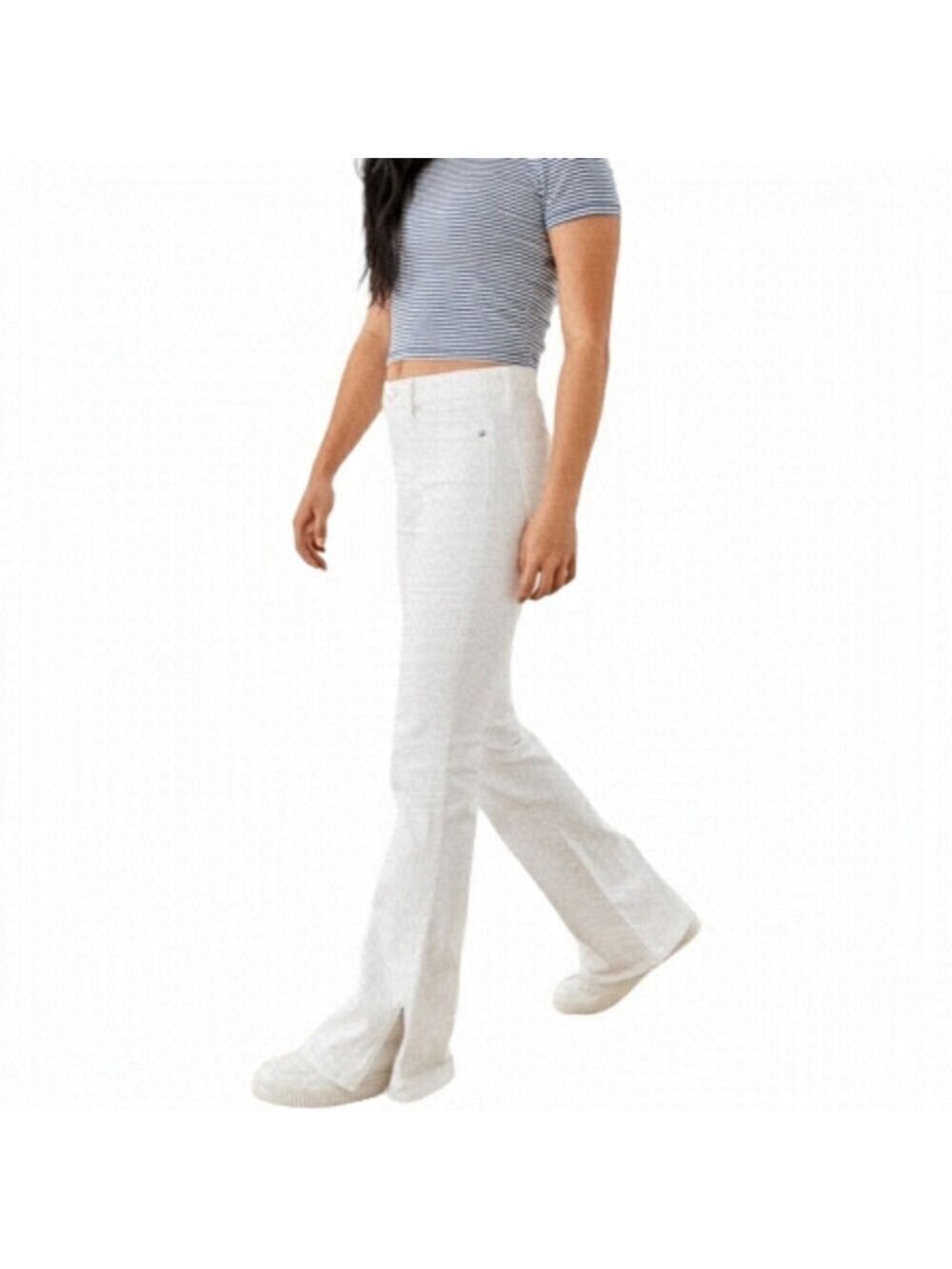 AMERICAN EAGLE White Super Hi-Rise Flare Split Hem Jeans US Sz 2 Regular
